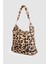 Kadın Laste Peluş Büyük Boy Omuz Çantası Leopar Desenli 1 1