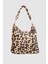 Kadın Laste Peluş Büyük Boy Omuz Çantası Leopar Desenli 1 2
