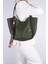 Kadın Golden Fularlı Makyaj Çantalı Omuz Çantası Haki Yeşil 2