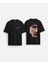 Mustafa Kemal Atatürk Baskılı Oversize Kalıp Bisiklet Yaka Siyah Tişört T-Shirt 1