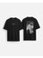 Mustafa Kemal Atatürk Baskılı Oversize Kalıp Bisiklet Yaka Siyah Tişört T-Shirt 1