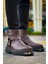 SHO227 Fermuarlı Metal Desen Cst Yukon Erkek Harley Postal Bot Kahve 1