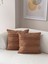 Home Ikili Dekoratif Puantiye Keten Kumaşlı Kırlent Kılıfı 43X43 Kahverengi 2