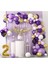 2 Yaş Macaron Mor Balon Zinciri Seti Gölge Mor Altın Balon Dekorasyon 1