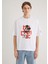 Mickey Mouse Baskılı Beyaz Tişört 0612561-620 4