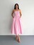 Traplez Pileli Elbise Pembe 2