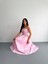 Traplez Pileli Elbise Pembe 4