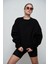 3'lü Paket Bisiklet Yaka Içi Polar Oversize Hoodie Sweatshirt/ Siyah-Beyaz-Pembe 3