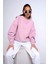 3'lü Paket Bisiklet Yaka Içi Polar Oversize Hoodie Sweatshirt/ Siyah-Beyaz-Pembe 4