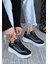 Siyah Renk, Süet, Gri Detaylı, Hafif, Ortapedik Taban, Kadın Spor, Yüksek Taban Ayakkabı, Sneaker 2
