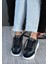 Siyah Renk, Süet, Gri Detaylı, Hafif, Ortapedik Taban, Kadın Spor, Yüksek Taban Ayakkabı, Sneaker 3
