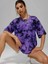 Unisex Oversize Batik Yıkamalı Mor Tişört 4