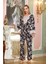 Aqua 25197 Saten Desenli Sabahlıklı 3'lü Pijama Takımı 1