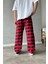 Unisex Oversize Ekose Desen Basic Baggy Eşofman Altı 5