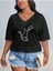 Kadın / Kız V Yaka Düz & Baskılı Siyah / Beyaz Oversize T-Shirt Salaş Boyfirend 3