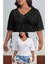 Kadın / Kız V Yaka 2'li Basic Siyah&beyaz Oversize T-Shirt Salaş Boyfirend 1