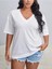 Kadın / Kız V Yaka 2'li Basic Siyah&beyaz Oversize T-Shirt Salaş Boyfirend 4