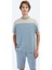 Mavi Düz Bisiklet Yaka T-Shirt 1