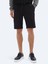Siyah Düz Örme Jogging Fit Spor Bermuda 2