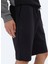 Siyah Düz Örme Jogging Fit Spor Bermuda 4