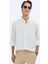 Beyaz Regular Fit Dokuma Klasik Gömlek 1