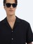 Siyah Düz Oversize Fit Dokuma Casual Gömlek 3