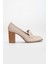 Kadın Deri Saraçlı Klasik Topuklu Ayakkabı - Bej 3