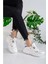 Kadın Yüksek Taban Sneaker Bağcıklı Spor Ayakkabı - Beyaz 1