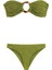Aksesuarlı Dokulu Yeşil Straplez Bikini Takım 1