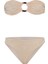 Aksesuarlı Dokulu Krem Straplez Bikini Takım 1