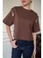 Fermuarlı Vatkalı Tshirt- Kahverengi 1