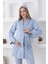 Hamile Pijama Takımı Sabahlığı Kapitone Kumaşından / Dantel Detaylı Önü Düğmeli 3