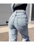 Kadın Soluk Efekt Vintage Yüksek Bel Wide Leg Jeans Kadın Bol Paça Kot Pantolon 3