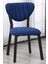 Elma Modeli Masa Sandalye Takımı, 4 Sandalye 1 Sabit Siyah Mermer Desen Masa 110 x 70 cm , Keten Kumaş 3