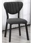 Elma Modeli Masa Sandalye Takımı, 4 Sandalye 1 Sabit Siyah Mermer Desen Masa 110 x 70 cm , Keten Kumaş 3