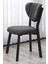 Elma Modeli Masa Sandalye Takımı, 4 Sandalye 1 Sabit Siyah Mermer Desen Masa 110 x 70 cm , Keten Kumaş 4