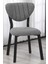 Elma Modeli Masa Sandalye Takımı, 4 Sandalye 1 Sabit Ceviz Masa 110 x 70 cm , Keten Kumaş 3