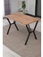 Elma Modeli Masa Sandalye Takımı, 4 Sandalye 1 Sabit Ceviz Masa 110 x 70 cm , Keten Kumaş 5