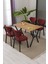Elma Modeli Masa Sandalye Takımı, 4 Sandalye 1 Sabit Ceviz Masa 110 x 70 cm , Keten Kumaş 1
