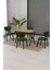Elma Modeli Masa Sandalye Takımı, 4 Sandalye 1 Sabit Ceviz Masa 110 x 70 cm , Keten Kumaş 2