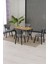 Elma Modeli Masa Sandalye Takımı, 4 Sandalye 1 Sabit Ceviz Masa 110 x 70 cm , Keten Kumaş 2