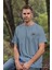 T-Shirt,Tazmanya Canavarı Tasarım Baskılı,Oversize, Pamuk,Mavi T-Shirt No:544 3