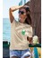 T-Shirt,On-Off Tasarım Baskılı,Regular, Pamuk,Krem T-Shirt No:557 2
