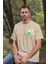T-Shirt,On-Off Tasarım Baskılı,Regular, Pamuk,Krem T-Shirt No:557 3