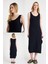 Askılı ve Dökümlü Rahat Kalıp Viskon Elbise 1