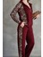 Osy Modal Yumuşak Dokulu Kumaş Kapüşonlu Leopar Desenli Fermuarlı Takım - Bordo 3