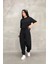 Osy Modal Yumuşak Dokulu Kumaş Oversize Bisiklet Yaka T-Shirt Jogger Eşofman Altı Eşofman Takımı - Siyah 2