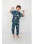 Isob Yeşil Dinozor Desenli %100 Pamuk Erkek Çocuk Kısa Kollu Pijama Takımı 3-8 Yaş 41312-Y 2