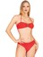 Kadın U Aksesuarlı Nar Çiçeği Dokulu Straplez Bikini Takımı 1