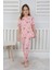 Kedi Baskılı Pembe Pamuk Kısa Kollu Kız Çocuk Pijama Takımı (3,4,5,6,7,8 Yaş) 2